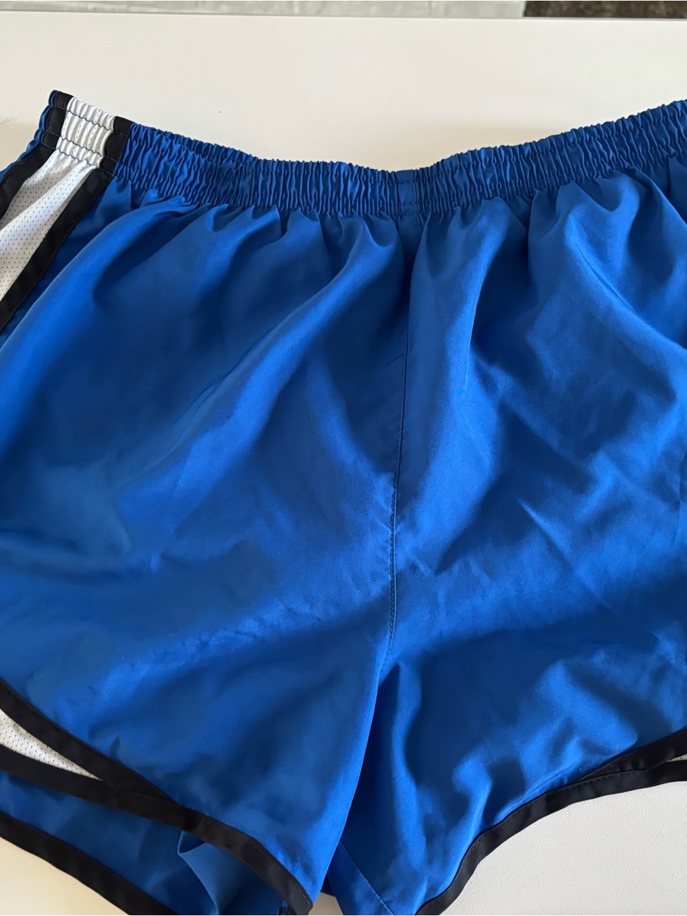 Nike Dri-FIT Women's Running Shorts Blue White Mesh Trim Size M